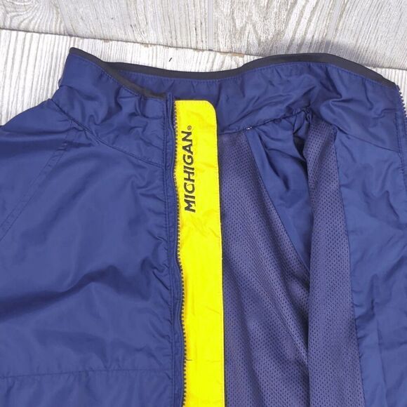 VTG CA College Authentics Michigan Navy and Yellow Full Zip Windbreaker Size Lar - Picture 6 of 11